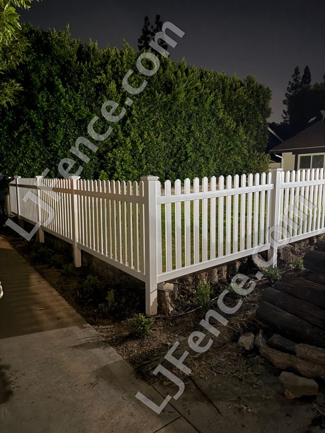 4FT White Open Picket Fence