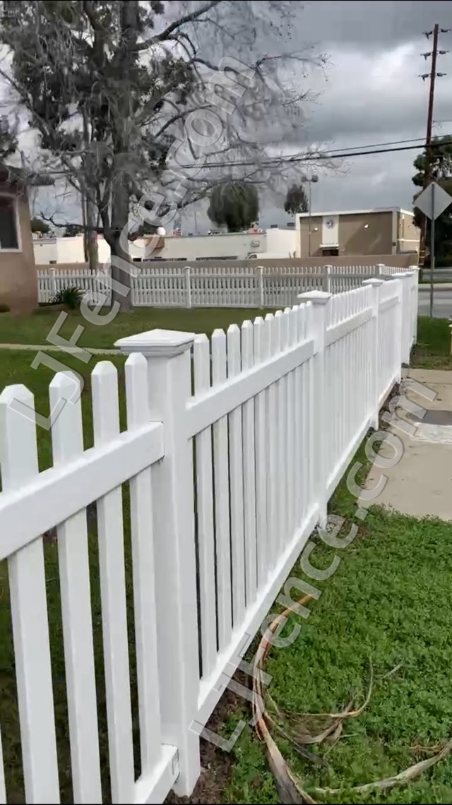 4FT White Open Picket Fence