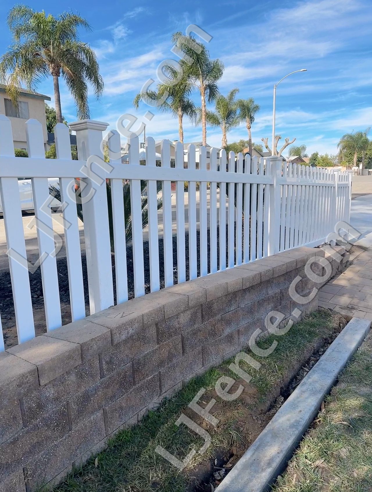 4FT White Open Picket Fence